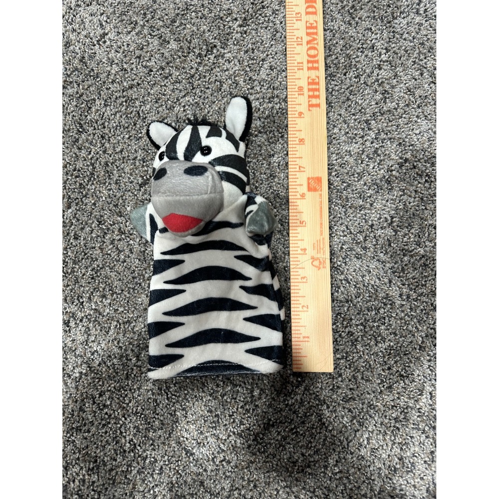 Plush Zebra Hand Puppet Black White Striped Animal Toy Storytelling